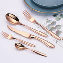 Axyaa Silver Stainless Steel Dinner Set Gold Cutlery 5/10/15/20/25Pcs Utensils