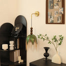 Axyaa Vintage LED Wall Light with Green Cloth Shade