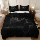 Axyaa 3D Black Cat Print Duvet Cover Set - Soft Fashion Bedding