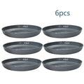 Axyaa Grey Striped Plastic Plate Set - Ideal for Table, Camping, and Desserts
