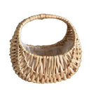 Axyaa Willow Rattan Wedding Basket Half Moon Storage Handle Flower Girls Picnic Container