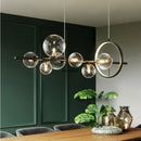 Axyaa Glass Round Head Black Pendant Light for Modern Minimalist Bedroom