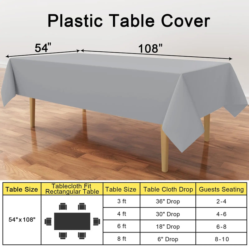 Axyaa Waterproof Plastic Table Covers 54X108inch