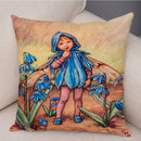 Axyaa Flower Girl Cushion Set - Fairy Tale Decor for Living Room, Bedroom Sofa
