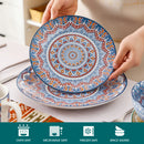 Axyaa Bohemian Mandala Porcelain Dinnerware Set - Dinner, Dessert Plate, Bowl, Mug