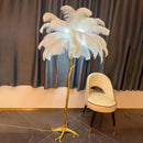 Axyaa Nordic Ostrich Feather LED Floor Lamp Resin Copper Indoor Lighting
