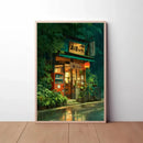 Axyaa Anime Cafe Street Scene Canvas Poster Ghibli Style Wall Art Print