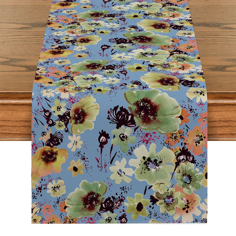 Axyaa Abstract Floral Table Runner for Kitchen Dining Party Decor