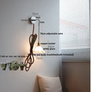 Axyaa White Glass LED Wall Lights with Pull Chain Switch - Nordic Modern Bedside Lamp