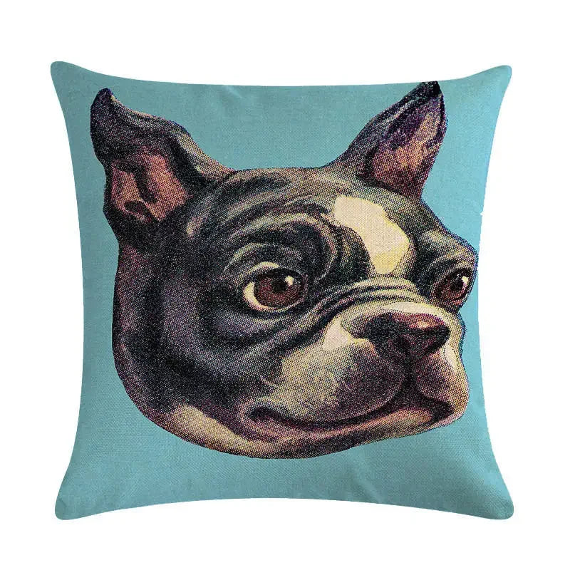 Cartoon Dog Cushion Cover by Axyaa - Linen Pet Pillow for Home Office Sofa Decor