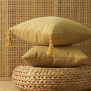 45x45cm Yellow Linen Cushion Cover Boho Chic Decorative Throw Pillow Cover for Sofa - Axyaa