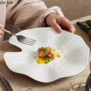 Axya Ceramic Lotus Leaf Plate: Restaurant Dessert Snack Salad Molecular Cooking Tableware