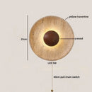 Axyaa LED Wall Sconce Wabi Sabi Yellow Travertine Stone Wood Bedroom Lamp