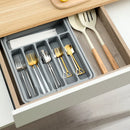 Axyaa Kitchen Cutlery Organizer: Adjustable Plastic Utensil Tray for Knives and Forks