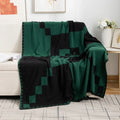 Axyaa Deer Plush Geometric Knitted Jacquard Blanket - Soft & Cozy Office Nap Blanket