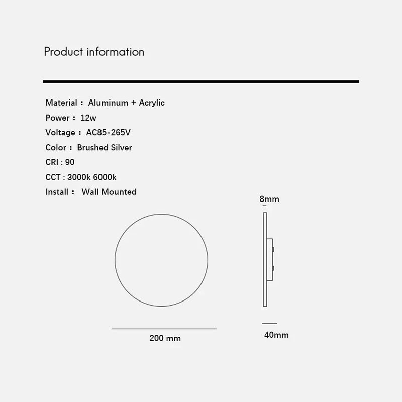 Axyaa Nordic Silver 12w Aluminum Wall Lamp - Simple Bedroom Lighting