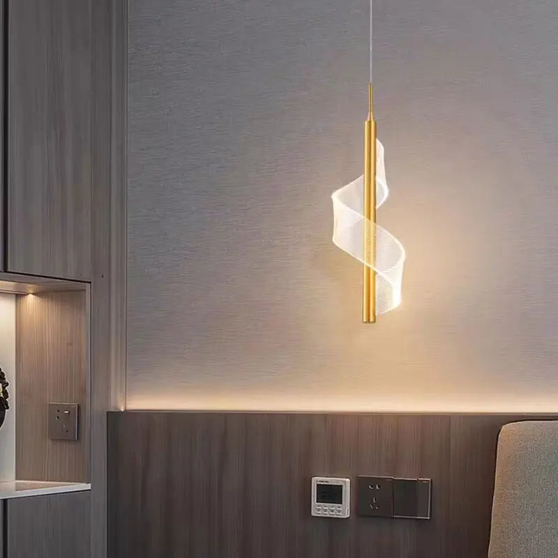 Axyaa Nordic Spiral LED Pendant Lights Modern Acrylic Home Decoration