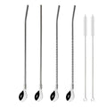 Axyaa Stainless Steel Straw Spoon Set - Reusable Metal Straw & Spoon for Smoothie Drinking