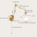 Axyaa French Cream Resin LED Wall Light with Pull Chain Switch - Vintage Copper Wandlamp