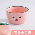 Axyaa Cartoon Ceramic Rice Bowl for Children, Cute Girl Design, Creative Tableware