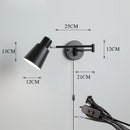 Axyaa LED Wall Lamp Adjustable Telescopic Arm Home Decor Bedside Bedroom Switch Reading