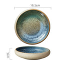 Axyaa 7" Retro Ceramic Ramen Soup Salad Dessert Bowl Plate Set