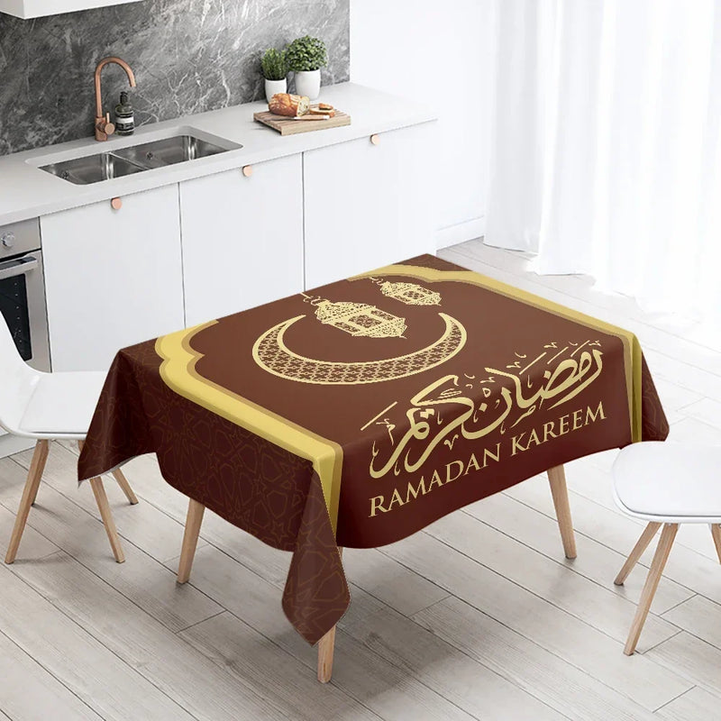 Elegant Ramadan Calligraphy Tablecloth for Eid Décor by Axyaa