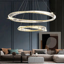 Axyaa Gold Steel Dimmable Crystal Pendant Lamp