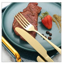 Axyaa Gold Cutlery Set in Specular Light Stainless Steel
