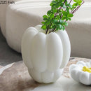 Axyaa White Resin Vase Petal Ornament Artistic Flower Vessels Decor Dried Flower Vases