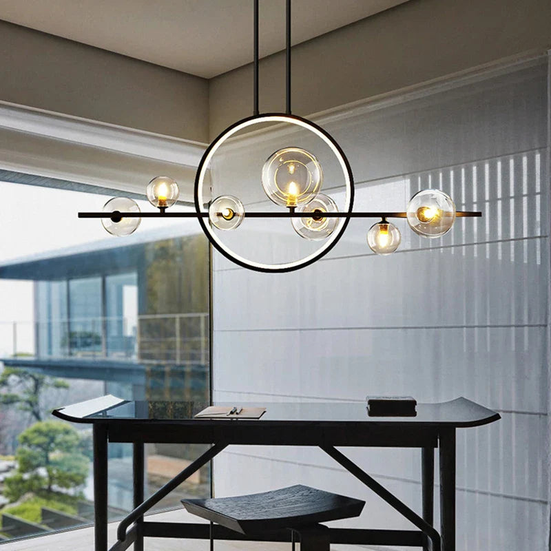 Axyaa Black Ring LED Pendant Light for Dining Room and Kitchen