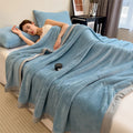 Axyaa Double Layer Milk Velvet Blanket for Bed Sofa Single Double