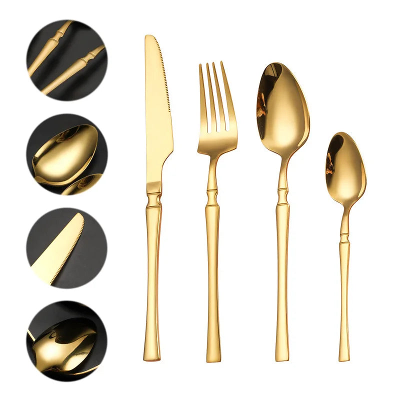 Axyaa 16-Piece Stainless Steel Tableware Set for Restaurants, Hotels, and Homes