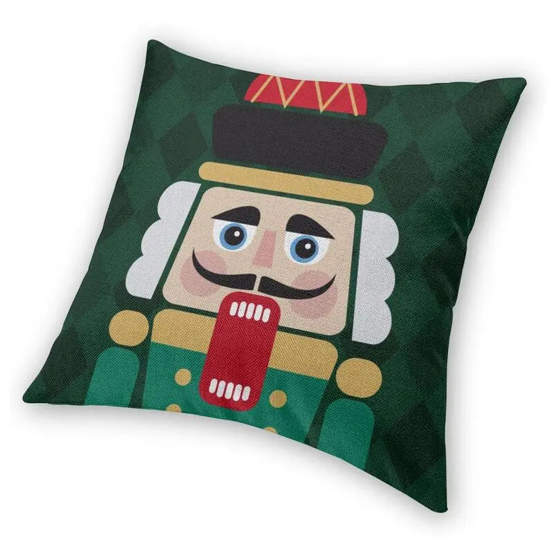 Nutcracker Doll Cushion Cover - Axyaa Square Throw Pillow for Christmas Home Decor