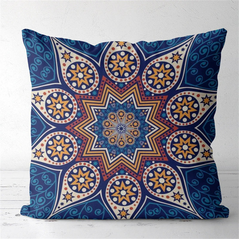 Axyaa Tan Chen Pattern Flower Cushion Cover for Home Decor