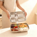 Axyaa Stainless Steel Kids Dinner Plate with Dividers Large Capacity Dishes