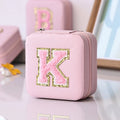 Axyaa Sequin Letter Jewelry Box with Mirror - Cute Portable Organizer Gift