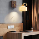 Axyaa Wood Swing Arm LED Wall Light - Rotatable Bedside Lamp