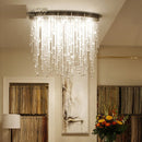 Axyaa Oval LED Crystal Chandelier: Modern Luxury Lighting for Home, Restaurant, and Shop