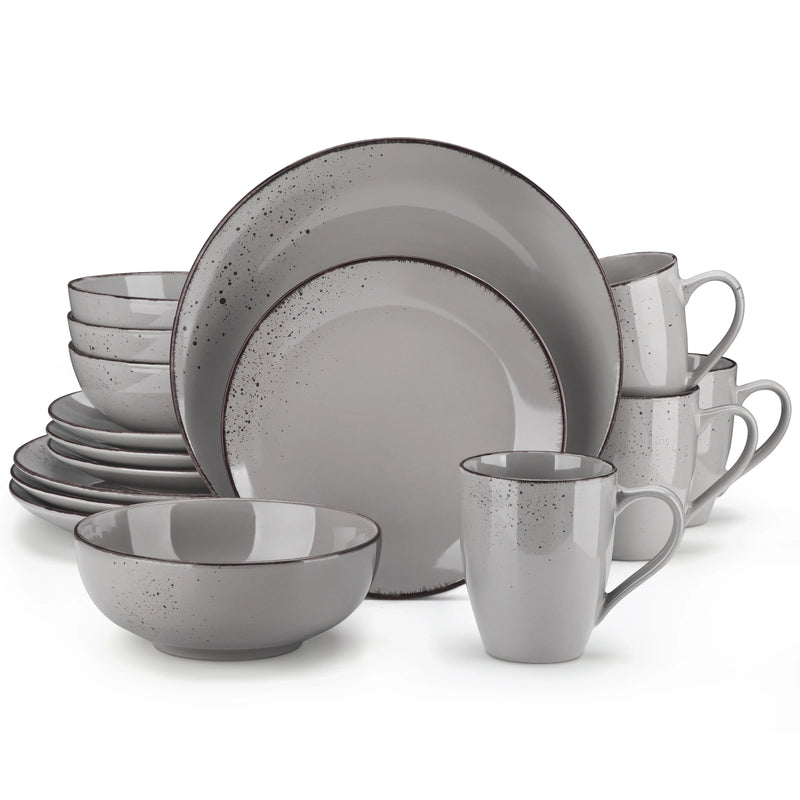 Axya™ Navia Grey Ceramic Stoneware Dinnerware Set - 16/32/48 Piece Tableware Set