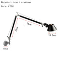 Axyaa Modern Silver Black Wall Lamp, Rotatable, E27 Bulb, Switch, Bedroom Study Sconce