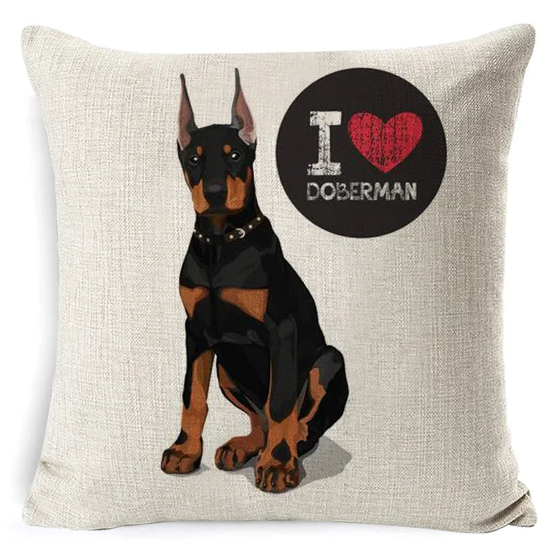 Dog Breed Cotton Linen Cushion Cover Set by Axyaa: Bull Terrier to Chihuahua & More