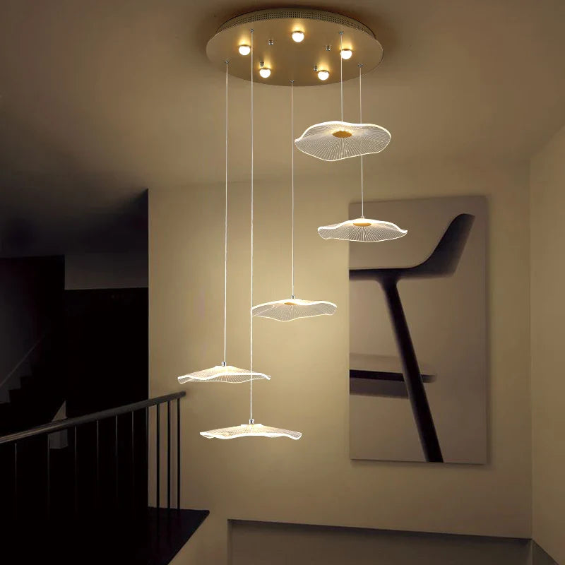 Axyaa Nordic Lotus Leaf LED Pendant Chandelier for Modern Living Spaces