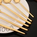 Axyaa 16Pcs Western Black Gold Dinnerware Set Stainless Steel Tableware Flatware