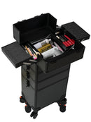 Axyaa 4-in-1 Makeup Train Case: Aluminum Rolling Cosmetic Organizer with Trays