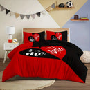 Axyaa Black & Red Heart Pattern Duvet Cover Set with Two Pillowcases