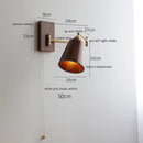 Axyaa Walnut Ash Wood LED Wall Sconce with Pull Chain Switch for Indoor Lighting