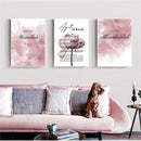 Ayat Al Kursi Pink Flower Wall Art Canvas - Axyaa Islamic Quran Quote Poster