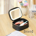 Axyaa PU Leather Makeup Bag with LED Lights and Detachable Mirror