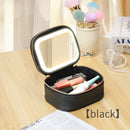 Axyaa PU Leather Makeup Bag with LED Lights and Detachable Mirror